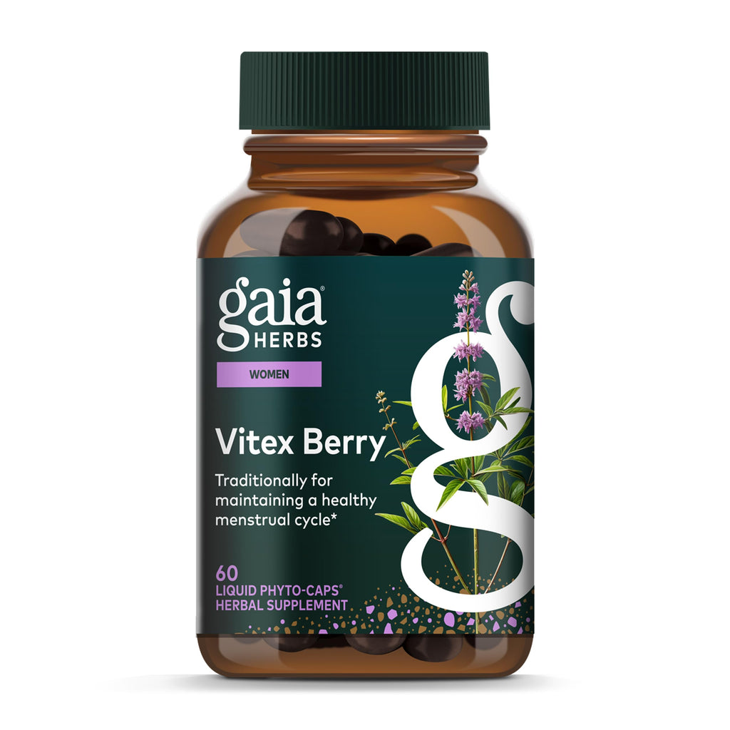 Gaia Herbs Vitex Berry - Vitex Traditionally Used to Support Hormone Balance for Women & a Healthy Menstrual Cycle* - 60 Vegan Liquid Phyto-Caps (30 Servings) Gaia Herbs Au supplements