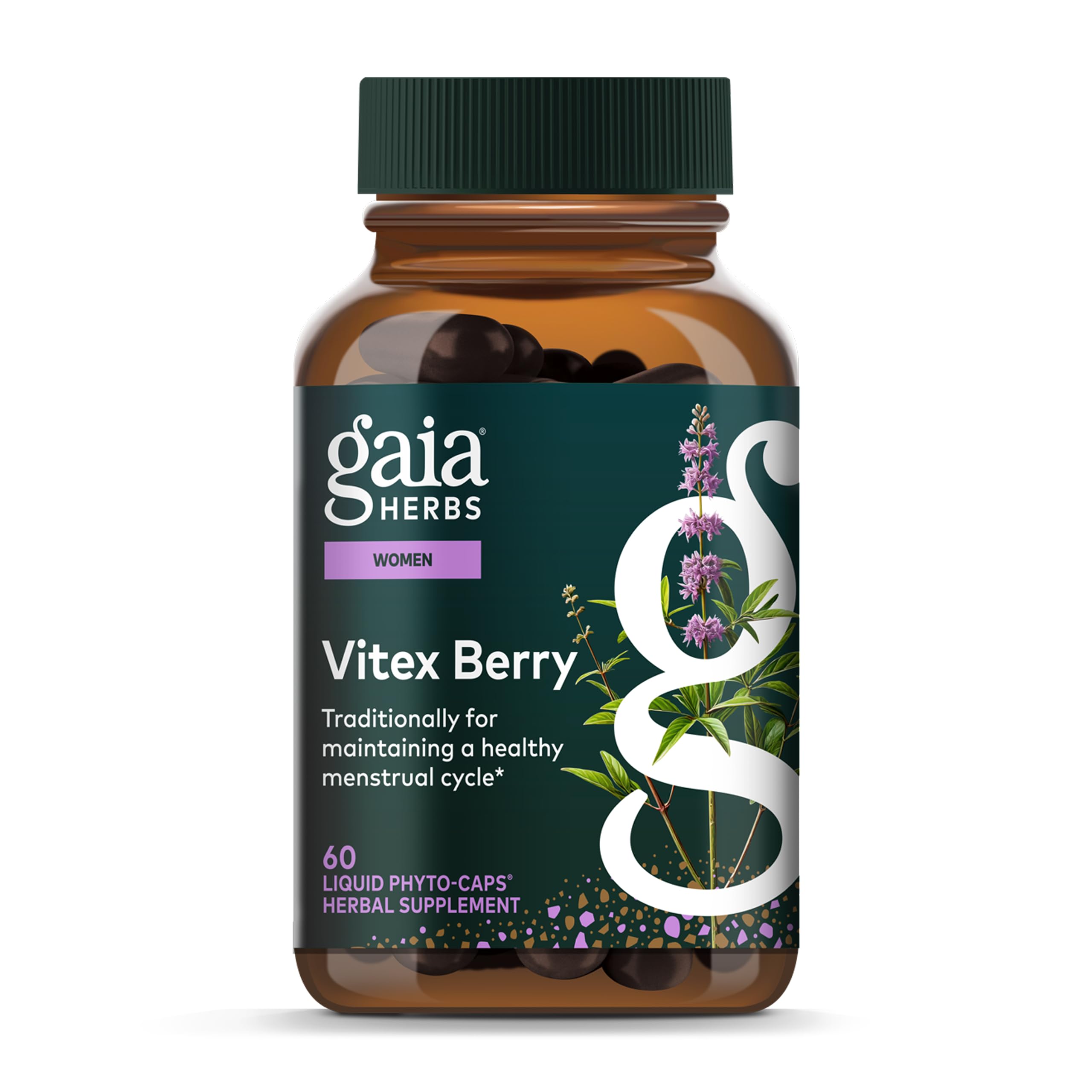 Gaia Herbs Vitex Berry - Vitex Traditionally Used to Support Hormone Balance for Women & a Healthy Menstrual Cycle* - 60 Vegan Liquid Phyto-Caps (30 Servings) Gaia Herbs Au supplements