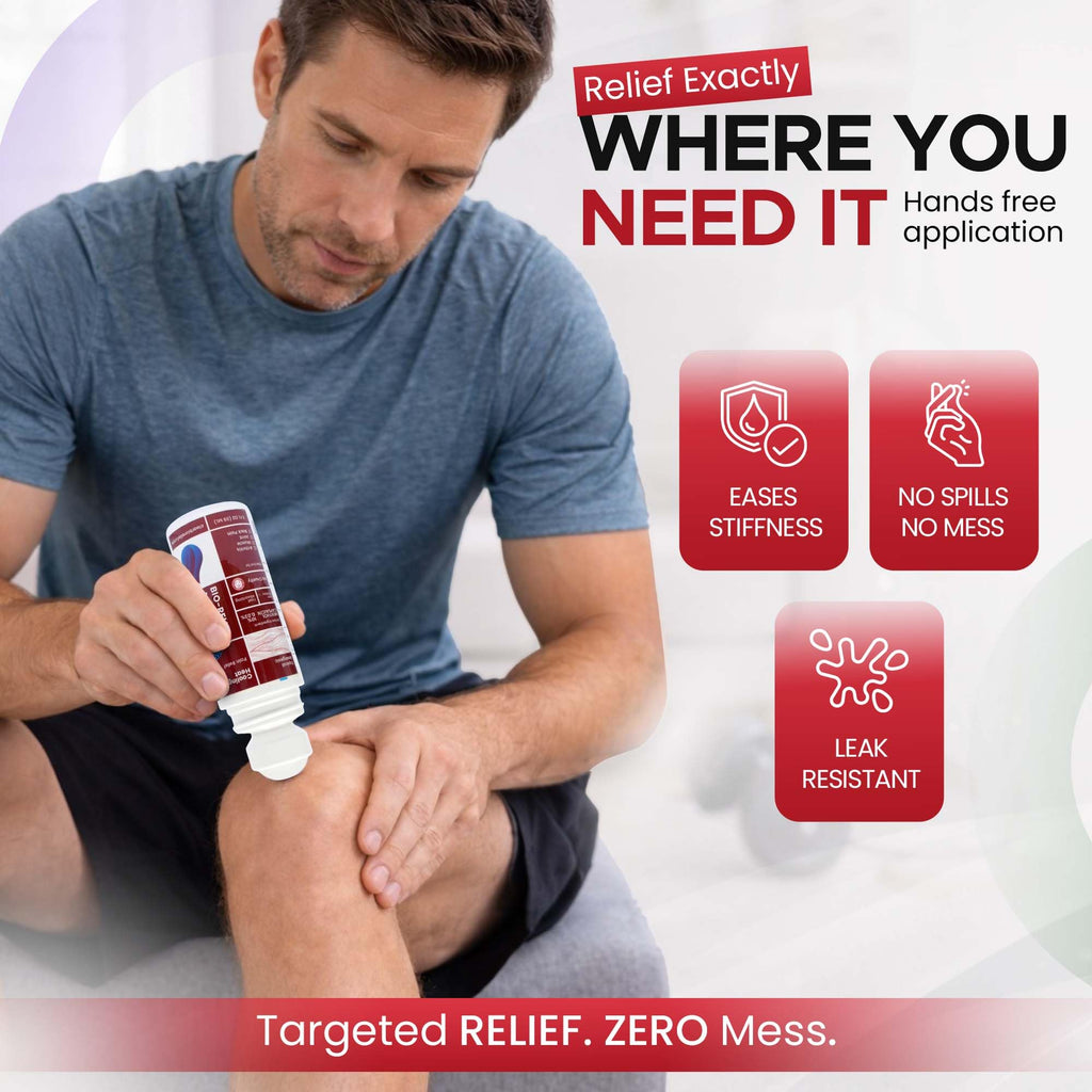BIO-RELIEF +CH Pain Relief Roll On w 10% Methanol | Highly Effective, Cool & Topical Pain Relief Extra Strength for Arthritis,Muscle,Joint & Back | Easy Roll On Maximum Strength, Made in USA Scientific Solutions Global Au supplements
