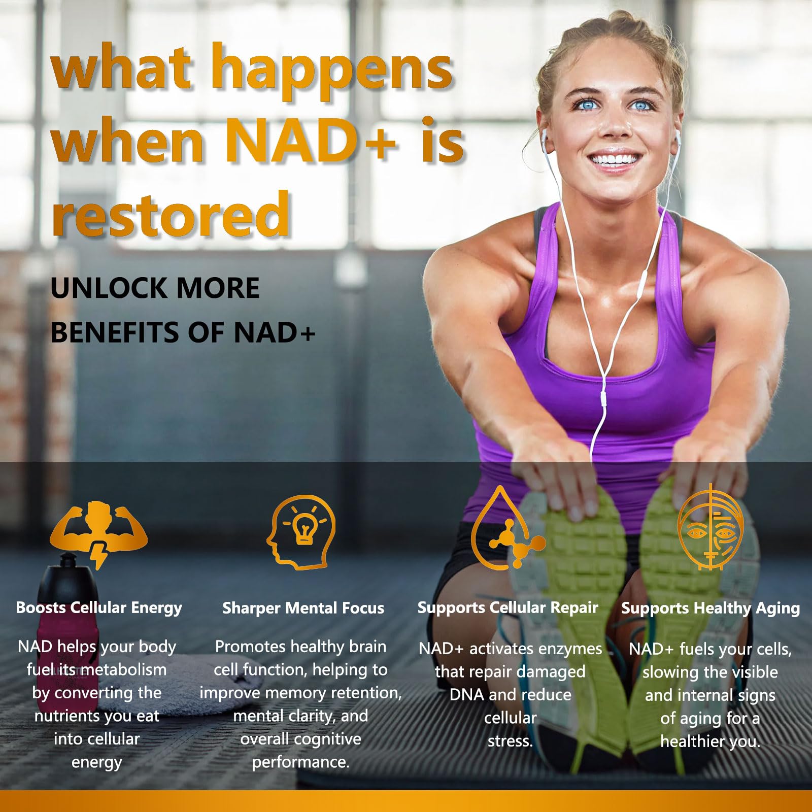 UNcena NAD Supplement 1500mg - Liposomal NAD+ Nicotinamide Riboside with Resveratrol, NAD Plus Boosting - Support Cellular Health, Stamina & Healthy Aging for Women & Men- 120 Capsules UNcena Au supplements