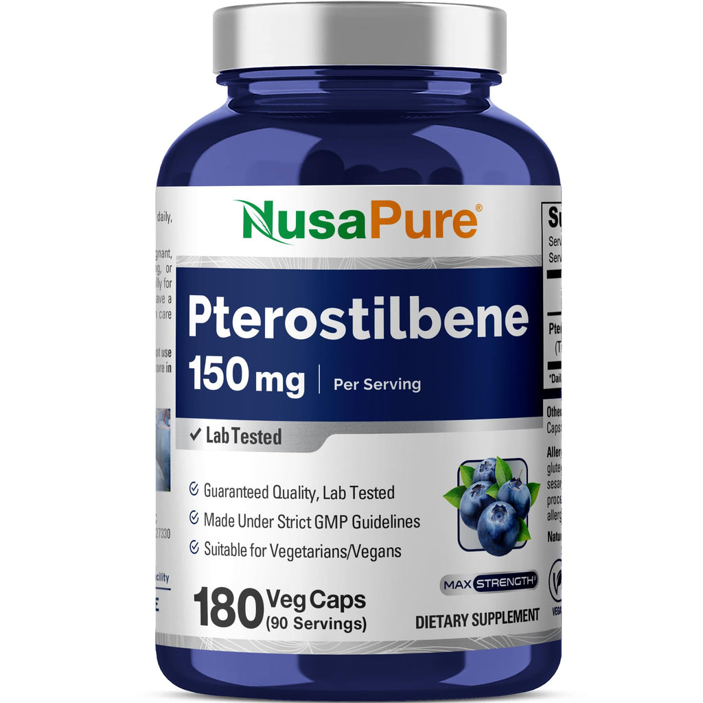 NusaPure Pterostilbene 150mg 180 Veggie Caps (Non-GMO, Vegan) NusaPure Au supplements