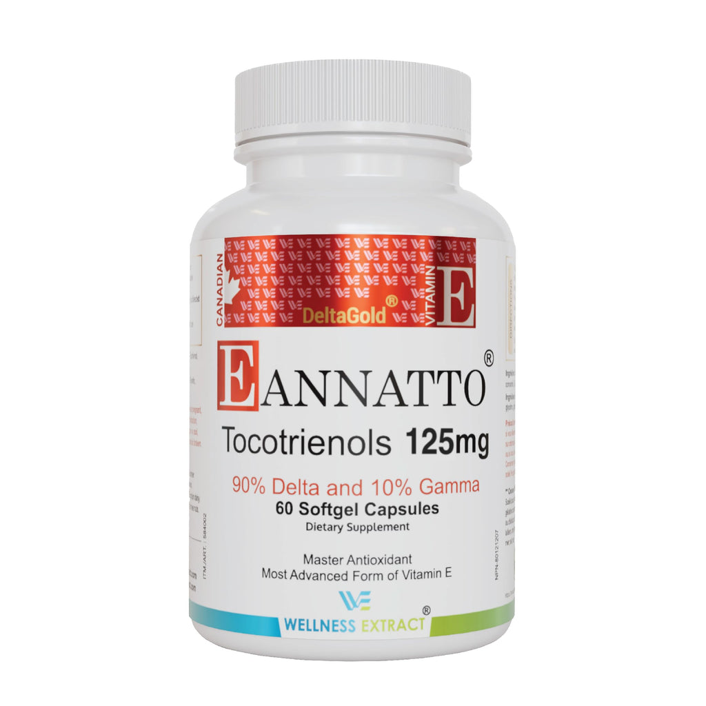 WELLNESS EXTRACT Eannatto Tocotrienols Vitamin E Supplements Tocopherol Free, Non-GMO, Gluten Free & Antioxidant (125MG 60 Softgels)