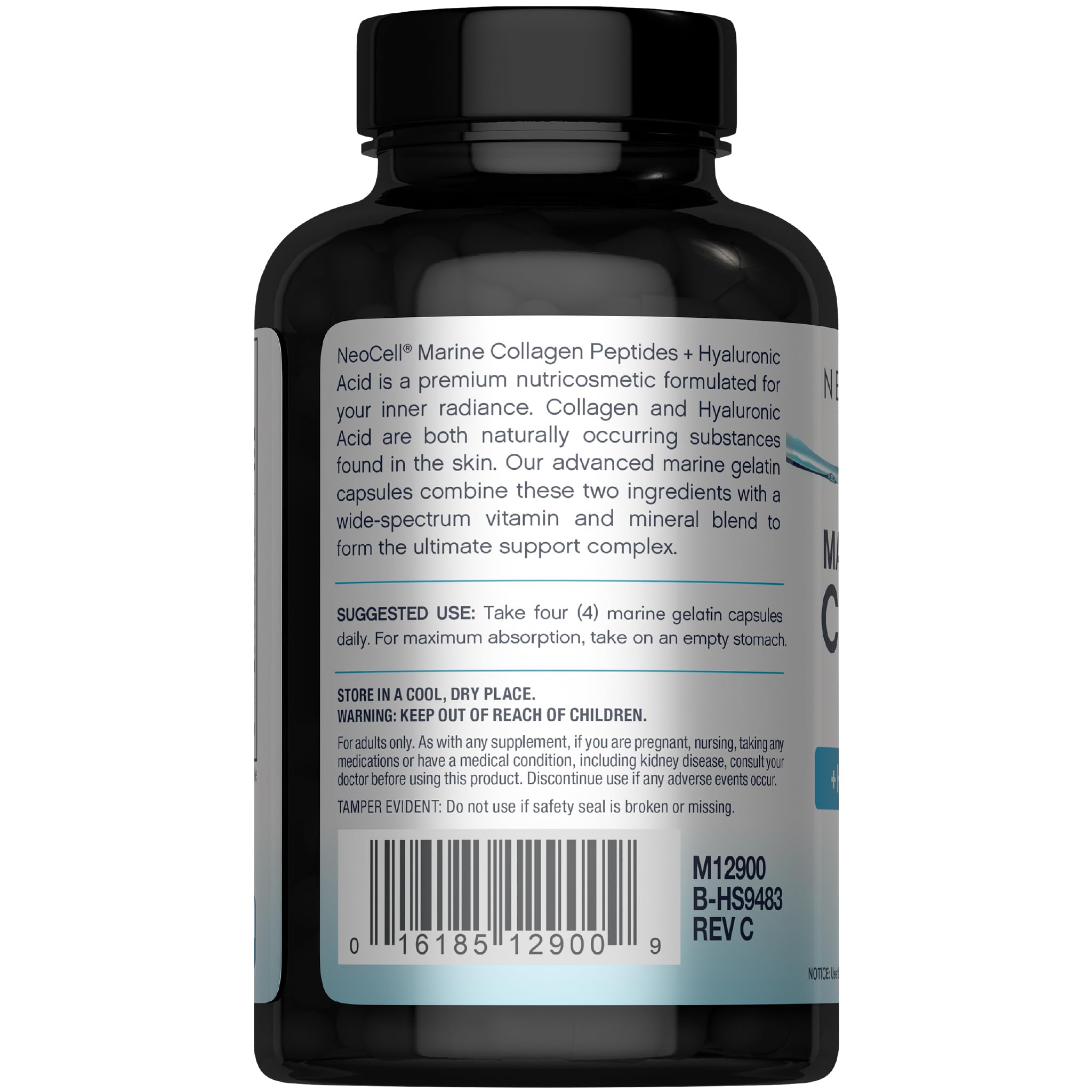 NeoCell Marine Collagen Peptides Capsules | 120 Pills | with Hyaluronic Acid | Plus Vitamin C | for Women and Men
