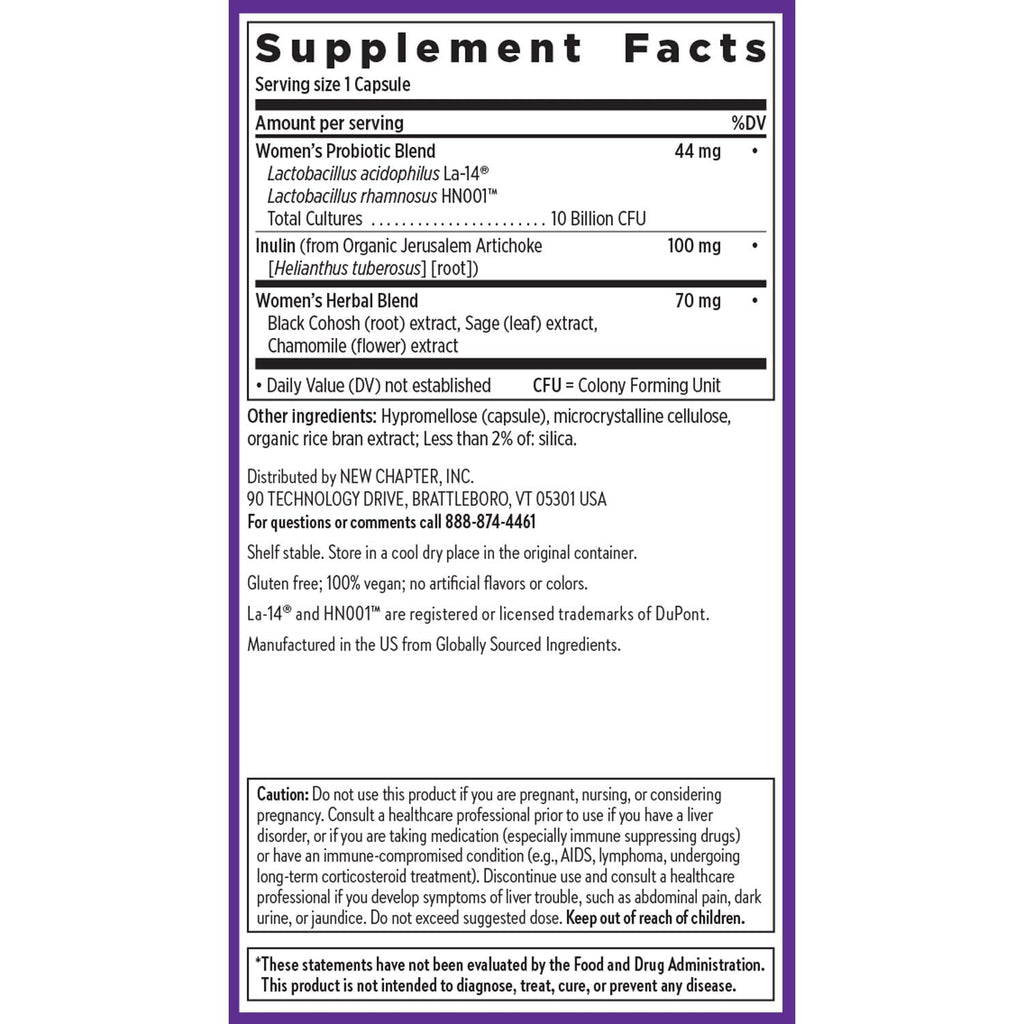 New Chapter All-Flora Probiotic Menopause Balance, Ultra-Concentrated Probiotics for Women with Black Cohosh for Menopause Hot Flashes, 100% Vegan, 30 Vegan Capsules New Chapter Au supplements