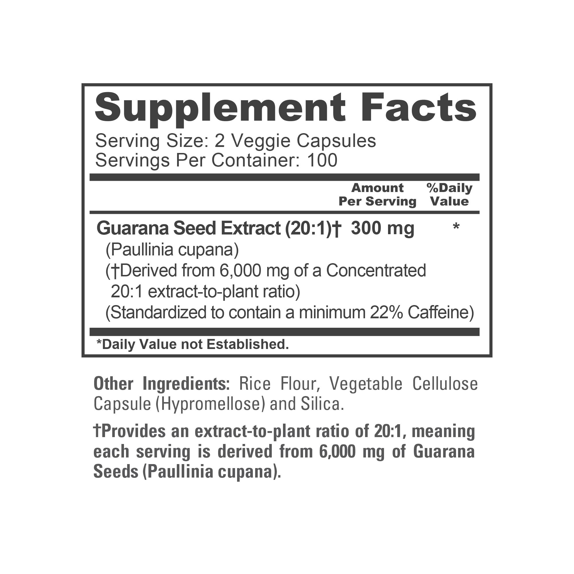 NusaPure Guarana Extract 20:1 Extract, 300 mg Equivalent to 6,000 mg per Veggie Caps 200 Count (Non-GMO, Vegan) NusaPure Au supplements