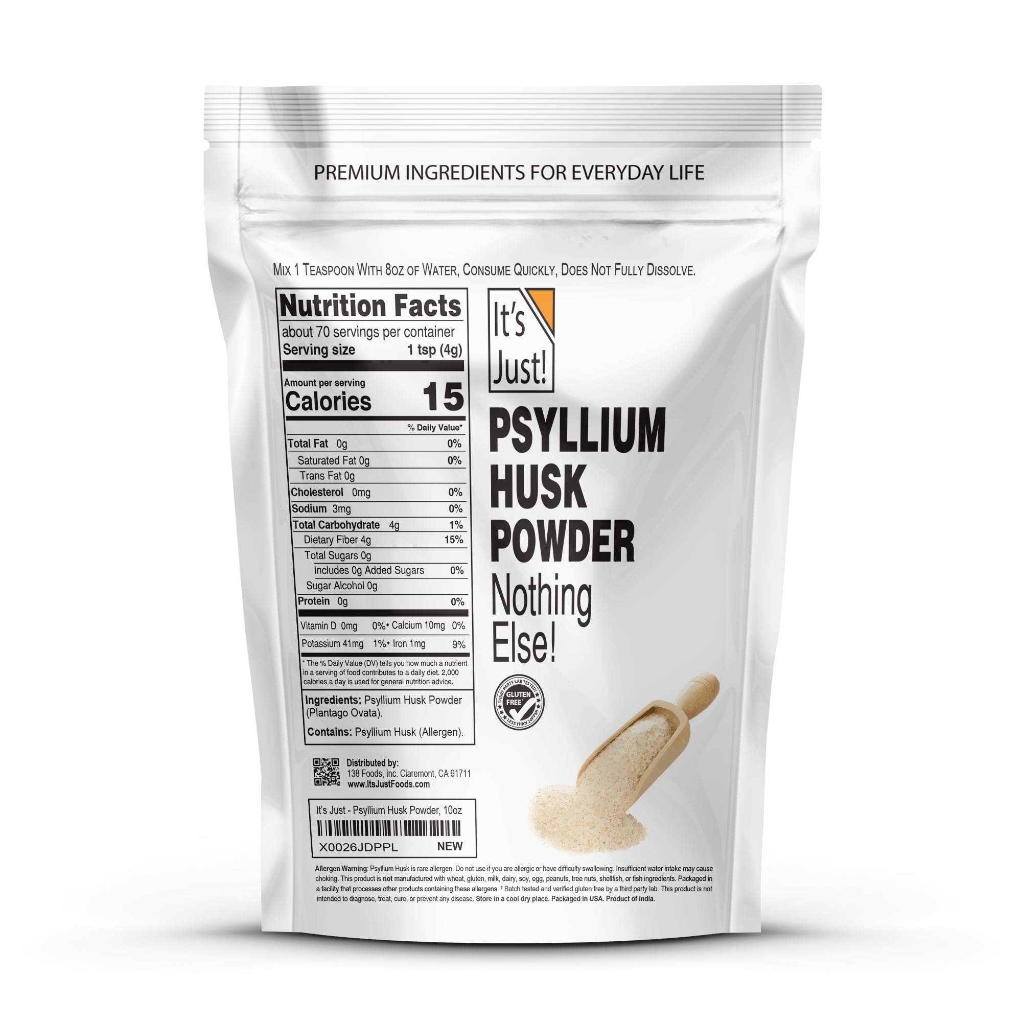 It's Just! - Psyllium Husk Powder, Easy Mixing Dietary Fiber, Cleanse Your Digestive System
