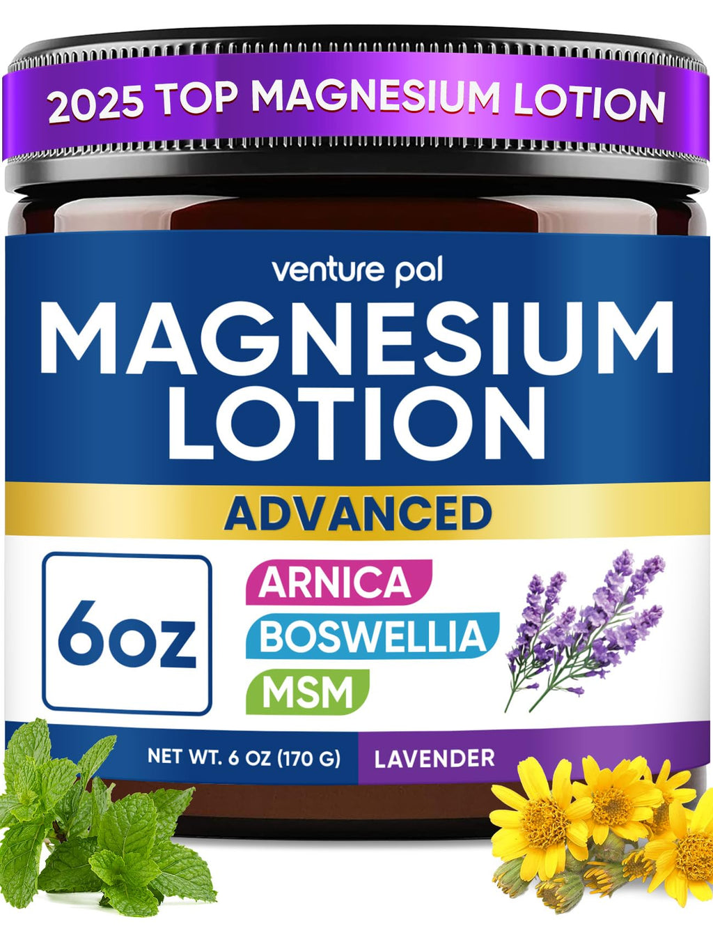 Magnesium Lotion with Arnica, MSM & Boswellia – Cooling Magnesium Cream – Lightweight Moisturizing Lotion