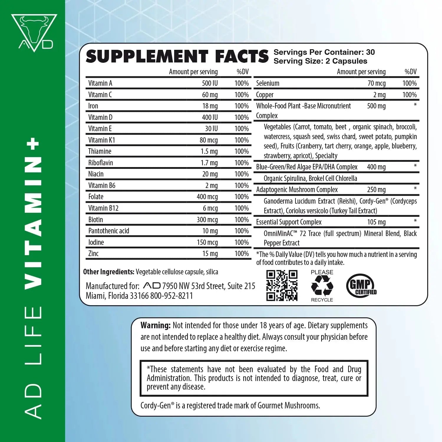 Project AD Vitamin+ Multimineral Multivitamin Supplement Complete Antioxidant, Energy & Immune Support. (60 Servings) PROJECT AD LLC Au supplements