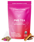 Pink Stork Organic PMS Tea for Hormone Balance, Mood Swings, Bloating, and Period Regularity - 8 Herbs - Vitex, Red Raspberry Leaf, Chamomile - Caffeine-Free - 15 Sachets, Hot or Iced Pink Stork Au supplements