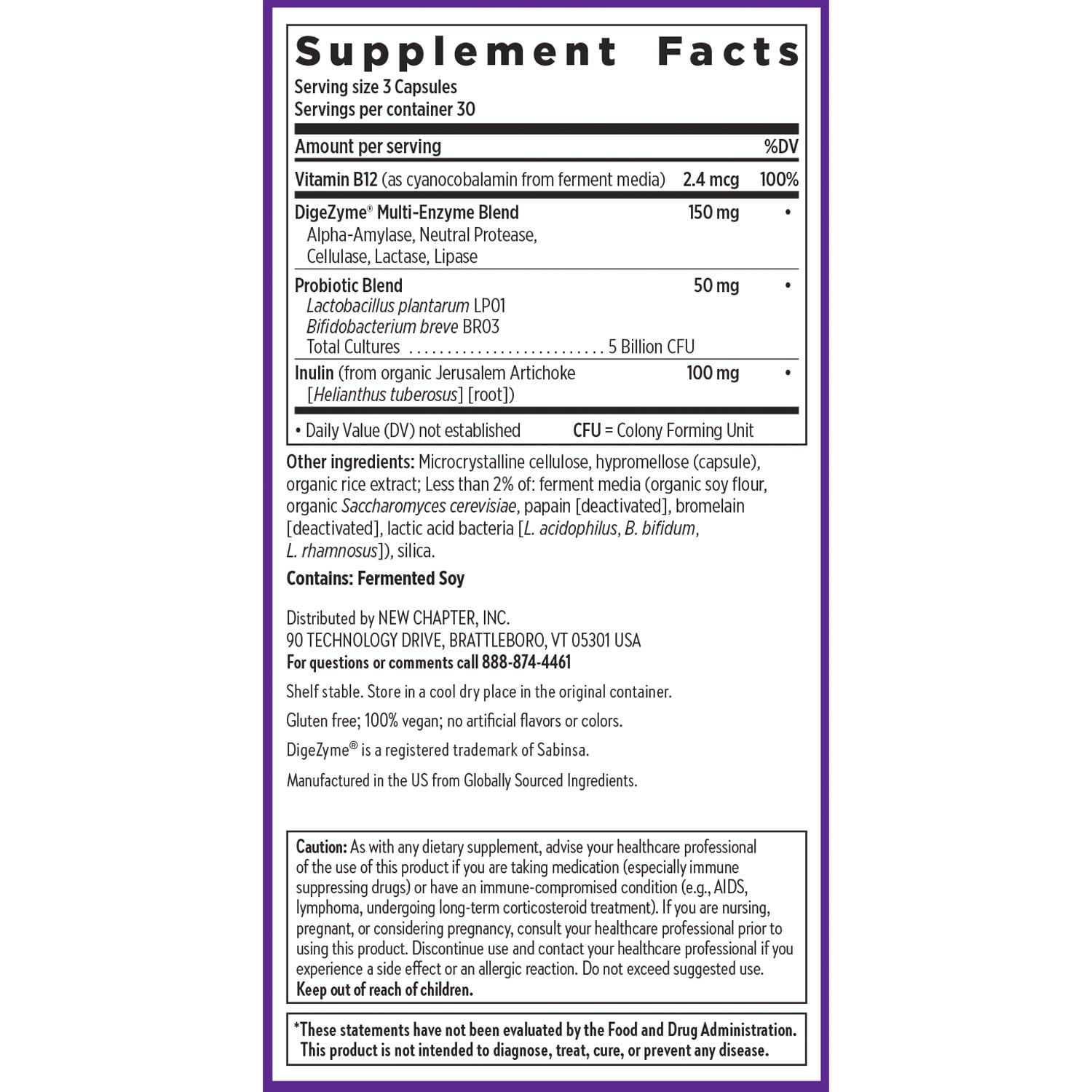 New Chapter All-Flora Enzyme Complex with Probiotics Relieves Bloating & Gas - Clinical-Strength Digestive Enzymes + Ultra-Concentrated Probiotics + Fermented Vitamin B12, 90 Vegan Capsules New Chapter Au supplements
