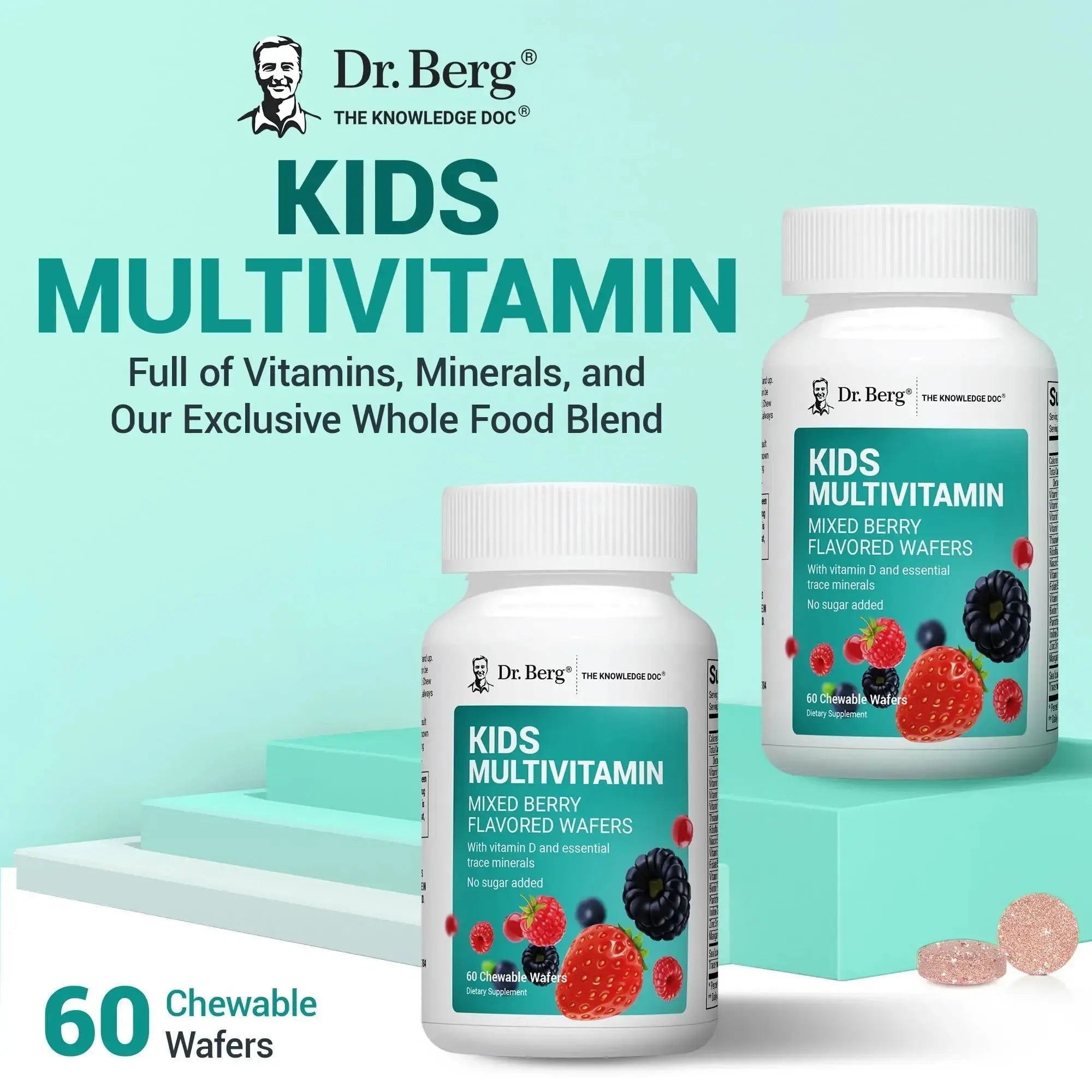 Dr. Berg Kids Chewable Multivitamins (NOT Sweetened w/Sugar) - Daily Multivitamin for Kids That Includes 20 Nutrients & Trace Mineral Complex Dr. Berg Nutritionals Au supplements