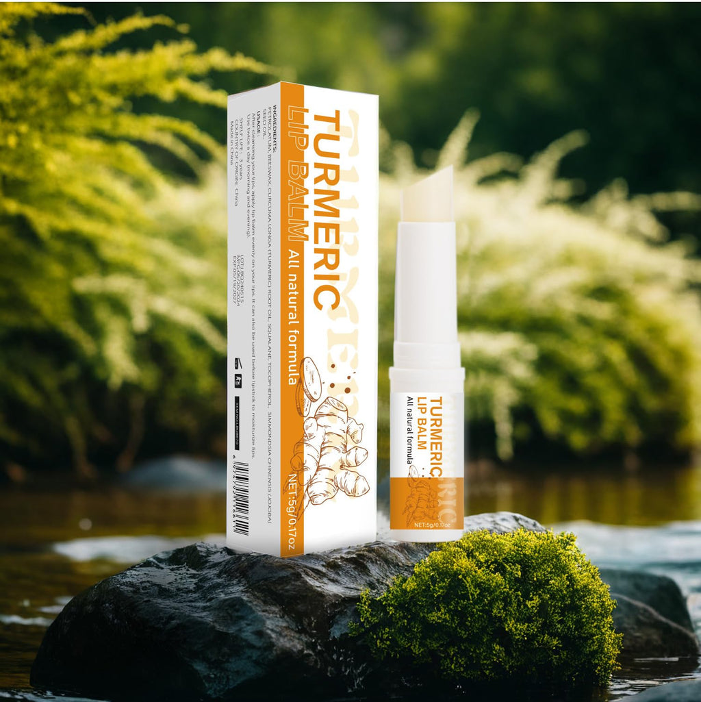 Turmeric Lip Balm for Smokers With Root Oil - Brightening for Dark Lips, Long-Lasting Moisturizer for Dry