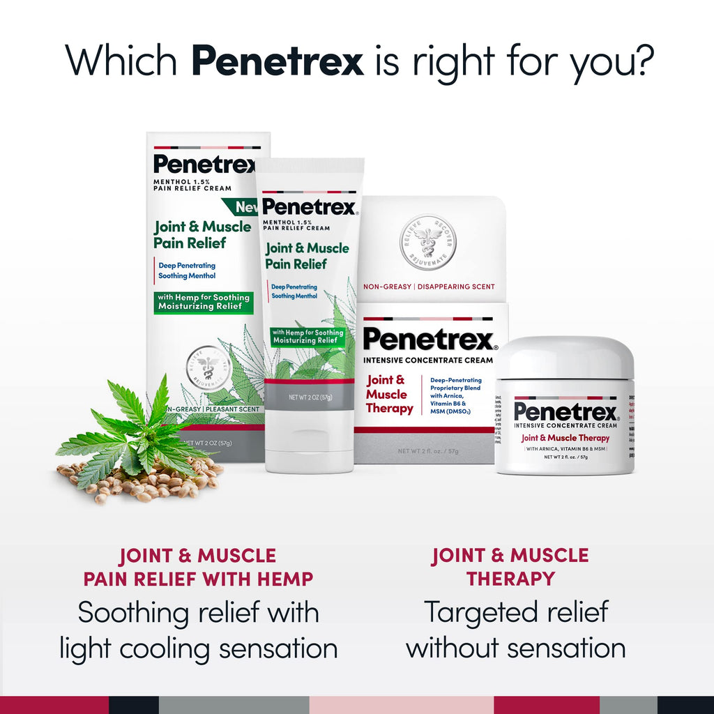 Penetrex Soothing Joint & Muscle Pain Relief Cream with Hemp - Deep Penetrating Menthol, Arnica and Hemp for Soothing, Hydrating Relief - Non-Greasy, Easy to Apply, Pleasant Scent- 2oz Squeezable Tube Penetrex Au supplements