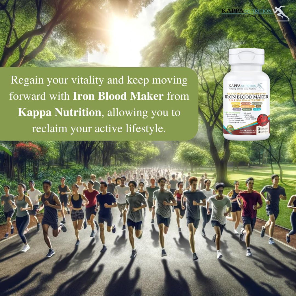 KAPPA NUTRITION Iron 26mg, Vitamin C & Orange 150mg, Folate 667mcg DFE, Vitamin B12, Beetroot, Brewers Yeast, Broccoli & MCT Oil 9 in 1 Advanced Complex (90 Capsules) KAPPA NUTRITION Au supplements