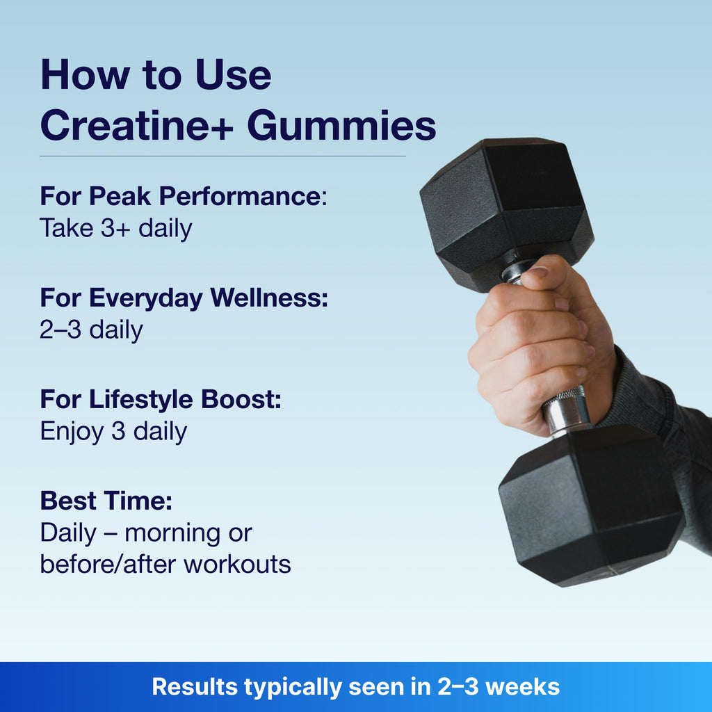 Bear Balanced Creatine Gummies for Men & Women - Creapure® Creatine Monohydrate, L-Theanine, L-Tyrosine & B12 for Muscle Growth, Strength, Focus, Energy & Health