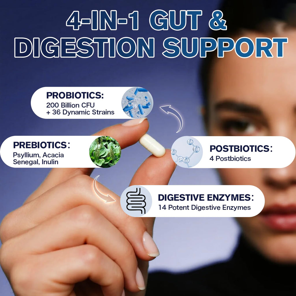 Digestive Enzymes Postbiotics Prebiotics Probiotics for Women Men, 200 Billion CFU 36 Probiotic Strains - Complete Gut, Digestive, Regularity, Gas, Bloating & Immune Support Supplement, Vegan, 60 Days Femmetra Au supplements