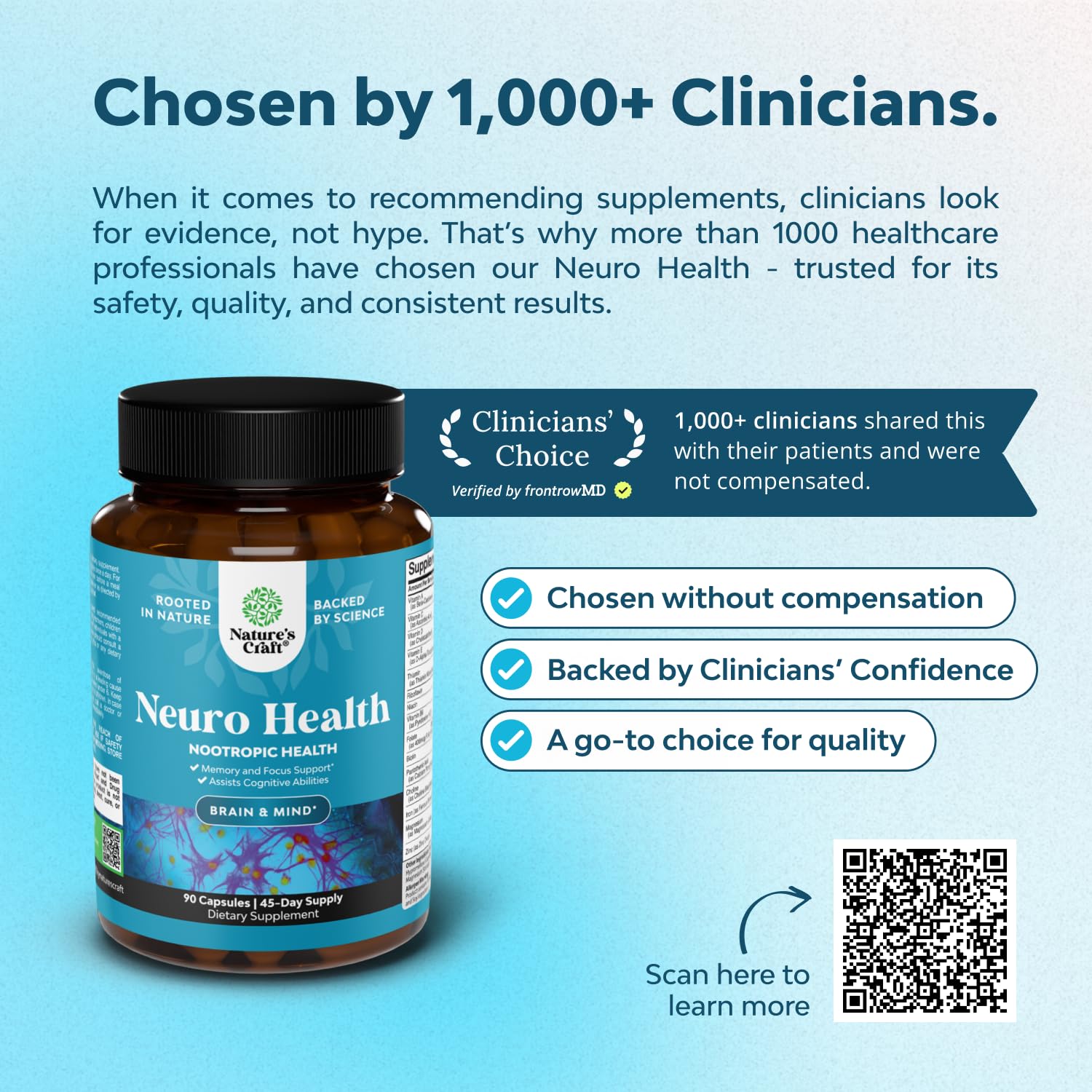 Nootropic Brain Supplement for Memory and Focus Support - Vitamins for Mental Support & Clarity with Bacopa Monnieri, VIT A, B6, Riboflavin, Niacin