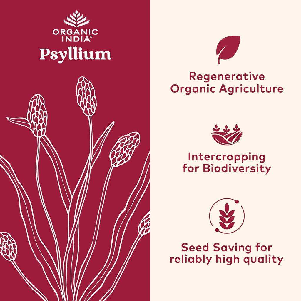 ORGANIC INDIA Psyllium Herbal Powder - Whole Husk Fiber, Vegan, Gluten-Free, USDA Certified Organic, Non-GM