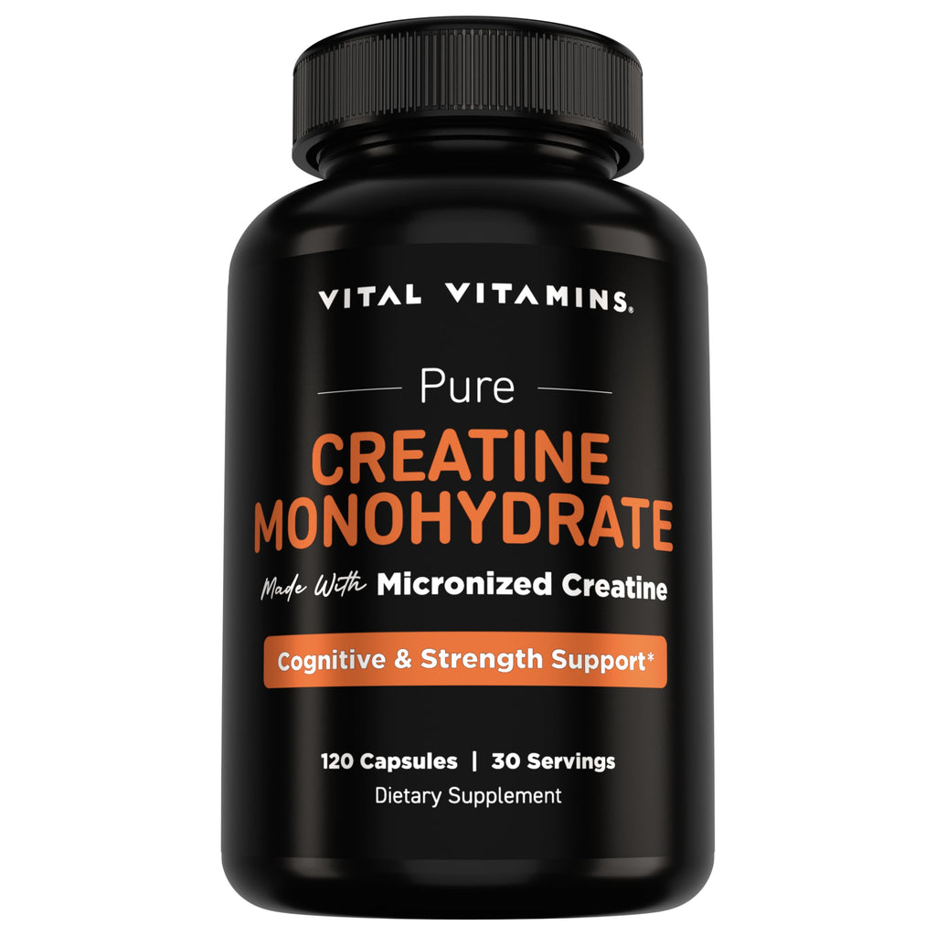 Vital Vitamins Creatine Monohydrate Pills for Women & Men - Micronized Creatine Capsules - Cognitive, Strength, Recovery Support - 3g (3000mg) per Serving - Vegan, Non-GMO, 120 Count Vital Vitamins Au supplements