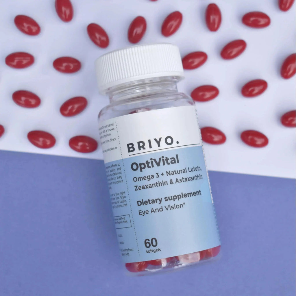 Briyo OptiVital Eye Health Supplement – Lutein, Zeaxanthin, Astaxanthin & Omega-3 from Natural Sources – Supports Vision Briyosis Au supplements
