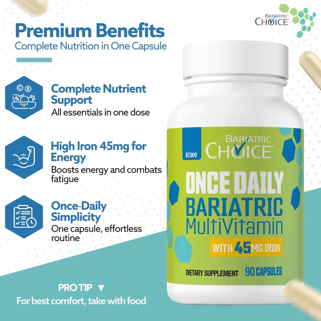 Bariatric Choice Once-Daily Bariatric Multivitamin with 45 mg of Iron | Easy to Swallow Capsule | Vitamin for Bariatric Surgery Patients Bariatric Choice Au supplements