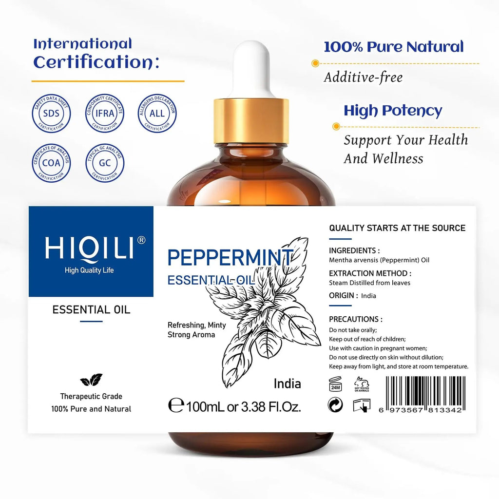 HIQILI Peppermint Essential Oil, 100% Pure Natural for Diffuser, Hair, Massage, Add to Spray HIQILI Au supplements
