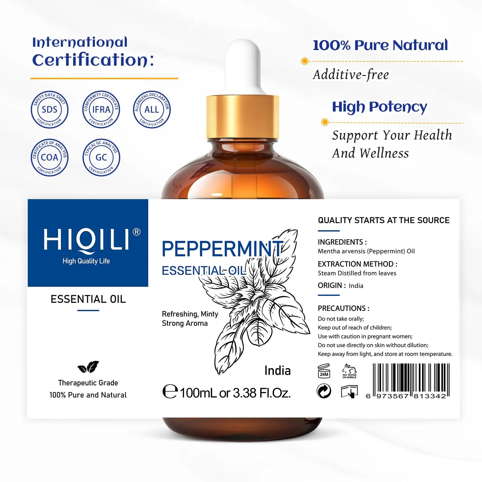 HIQILI Peppermint Essential Oil, 100% Pure Natural for Diffuser, Hair, Massage, Add to Spray HIQILI Au supplements