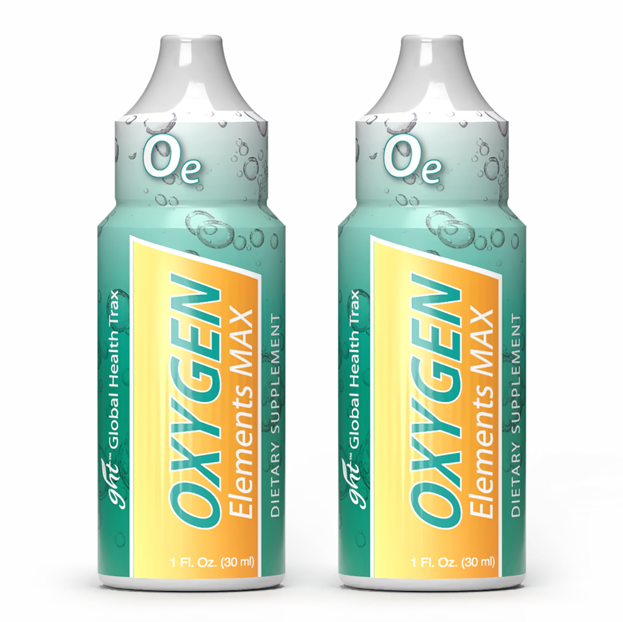 GHT Oxygen Elements Max Liquid Oxygen Drops in 1 Ounce Bottle, Portable Supplement - Bolster Endurance and Stamina, Cleanse Cells (2 Pack) ght Global Health Trax Au supplements