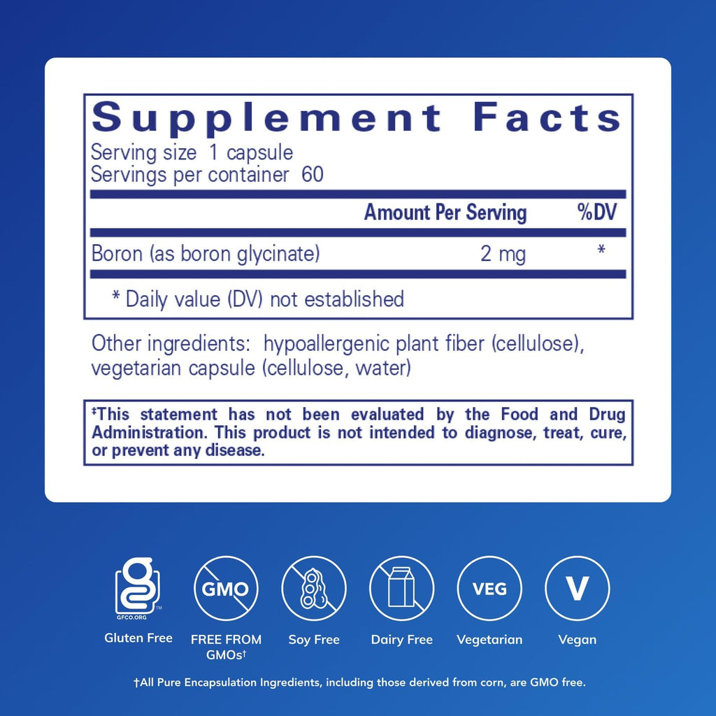 Pure Encapsulations Boron (Glycinate) | Supplement for Hormone Balance, Bone Strength and Health, Connective Tissue, and Nutrient Metabolism* | 60 Capsules Pure Encapsulations Au supplements