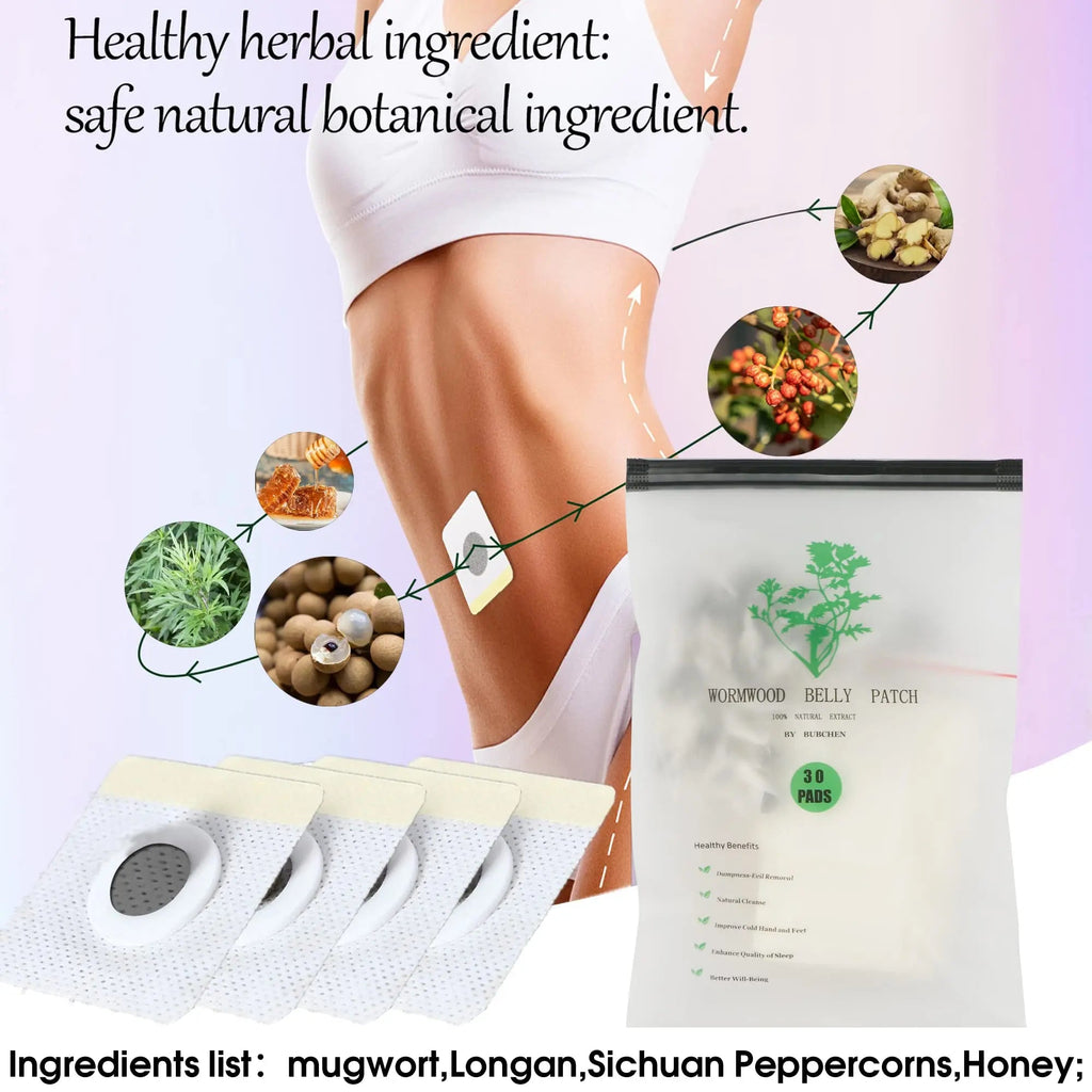 Bubchen Mugwort Belly Patch,30Pcs Natural Wormwood Essence and 30Pcs Belly Sticker BURWSEKK Au supplements