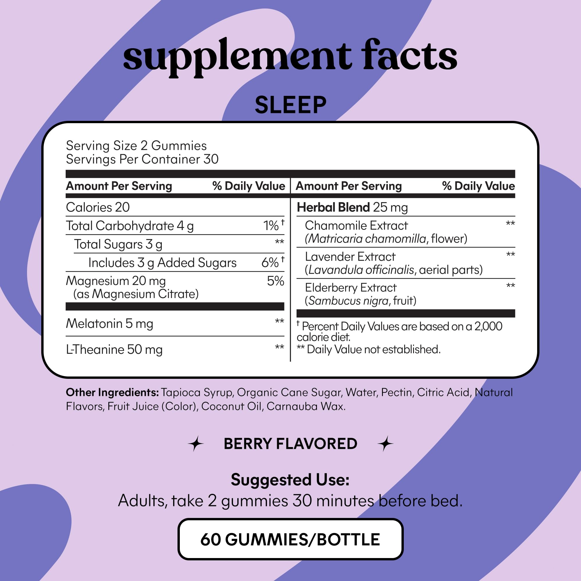 Lemme Sleep Gummies with 5mg Melatonin, Elderberry, Magnesium, L-Theanine, Chamomile and Lavender, Drug-Free Nighttime Sleep Aid,