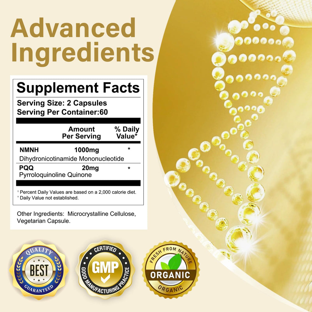 120 Capsules-NMNH (Dihydronicotinamide Mononucleotide), NAD Supplement to Boost NAD+ Levels as We Age (May Be More Effective Than Nicotinamide Riboside), NMNH Supplement for Anti-Aging VVQ Au supplements