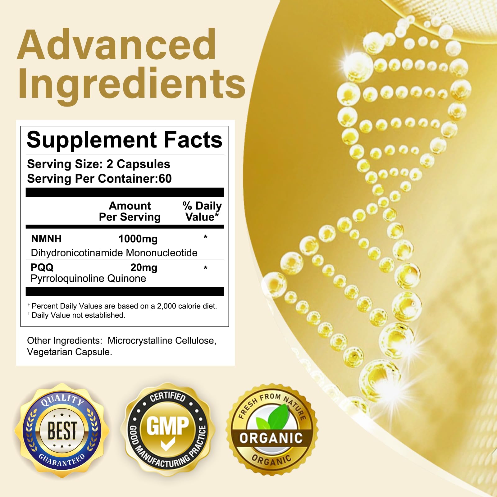 120 Capsules-NMNH (Dihydronicotinamide Mononucleotide), NAD Supplement to Boost NAD+ Levels as We Age (May Be More Effective Than Nicotinamide Riboside), NMNH Supplement for Anti-Aging VVQ Au supplements