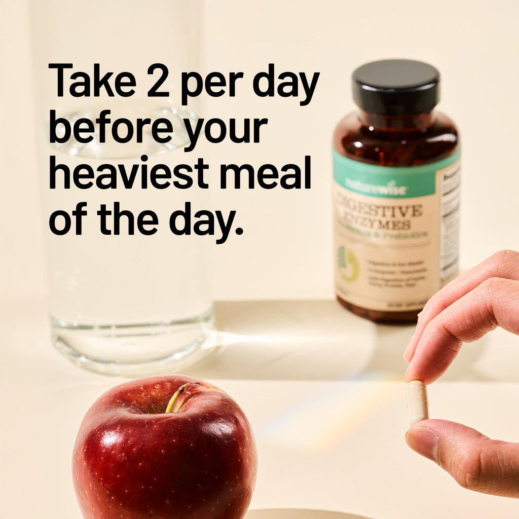 NatureWise Digestive Enzymes - Multi Enzymes with Probiotics + Prebiotics - Post Mealtime Comfort & Bloating Support + Aids Digestion and Gut Health - Soy-Free, Non-GMO - 60 Capsules[1-Month Supply] NatureWise Au supplements