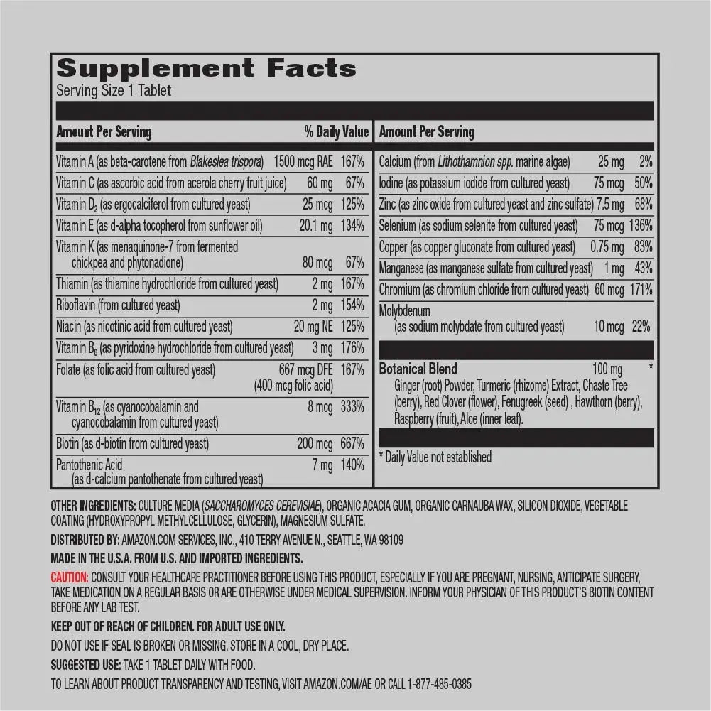 Amazon Elements Women‚ 40+ One Daily Multivitamin, 66% Whole Food Cultured, Vegan, 65 Tablets, 2 month supply Amazon Elements Au supplements