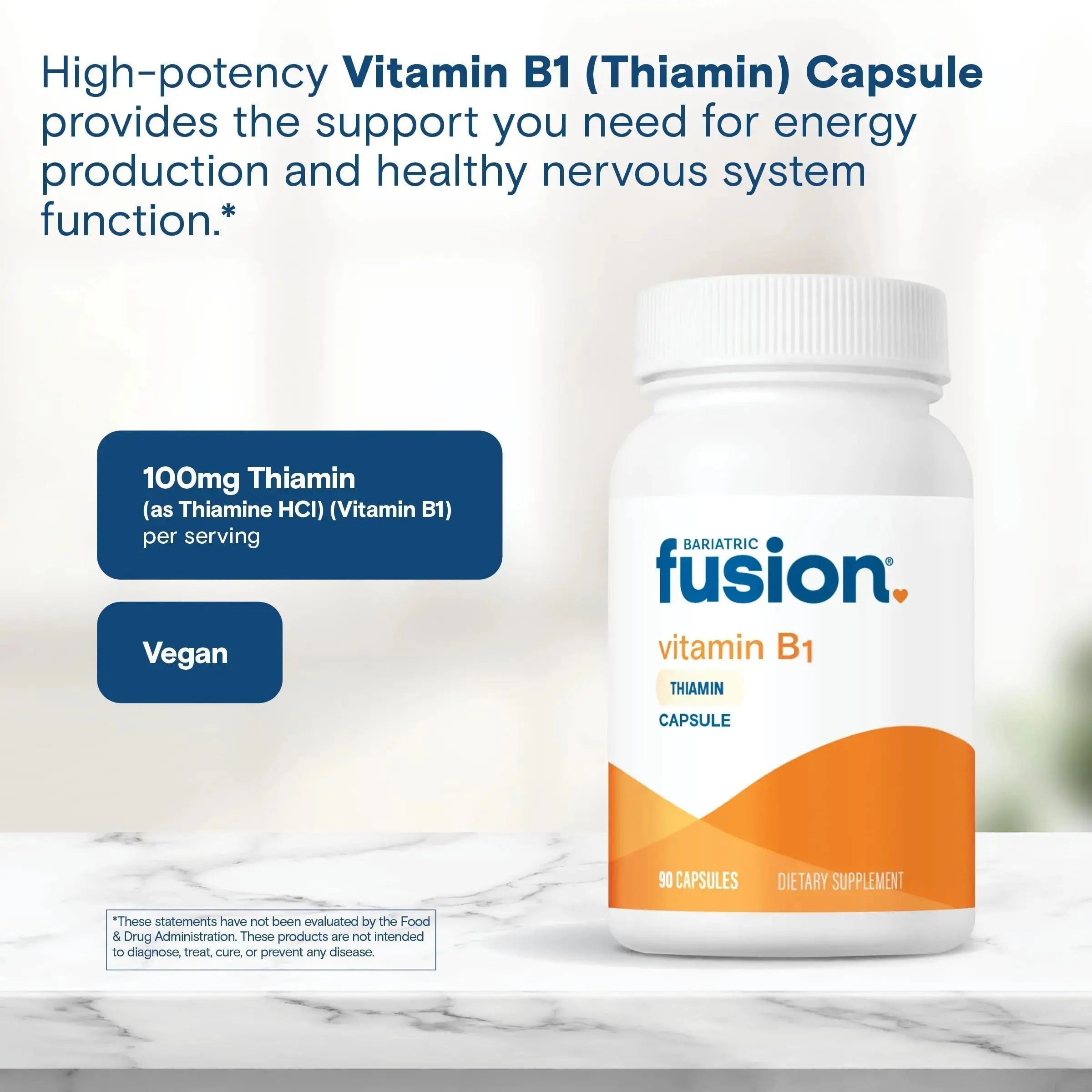 Bariatric Fusion Vitamin B1(Thiamine) for Bariatric Surgery Patients Including Gastric Bypass & Sleeve Gastrectomy, Easy to Swallow Capsule, 90 Count Bariatric Fusion Au supplements
