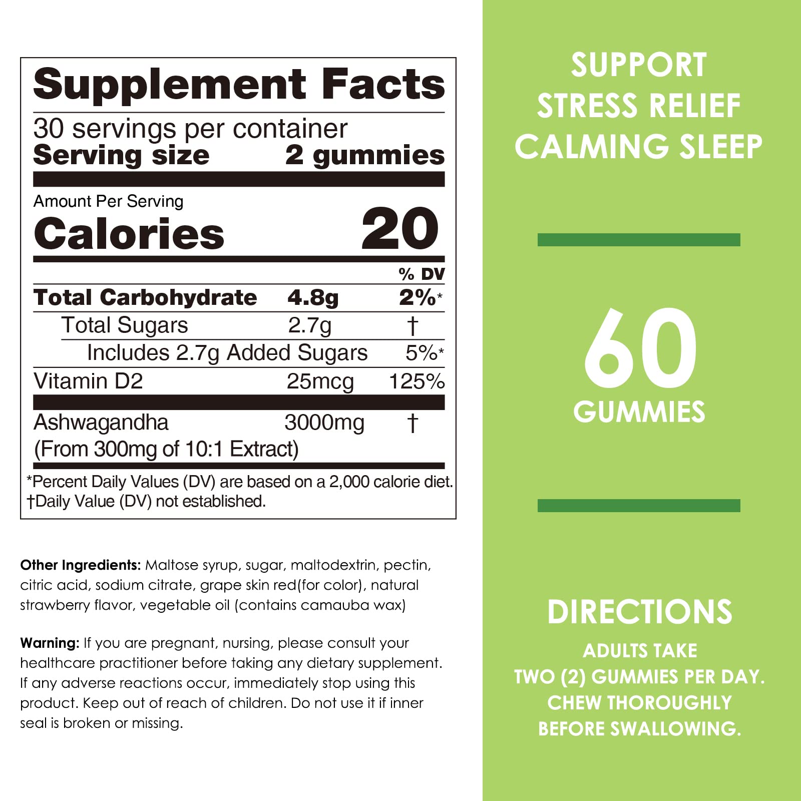 Nature's Key Ashwagandha Gummies, 3000mg High Potency Ashwagandha Root Extract with Vitamin D2, Stress, Calm Mood & Cognition, for Men & Women, Strawberry Flavor (60 Count (Pack of 1) Nature's Key Au supplements
