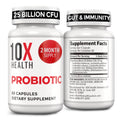 10X Health Probiotics for Men - 60 Capsules Immune Support Supplement & Probiotics for Digestive Health with Lactobacillus Rhamnosus,