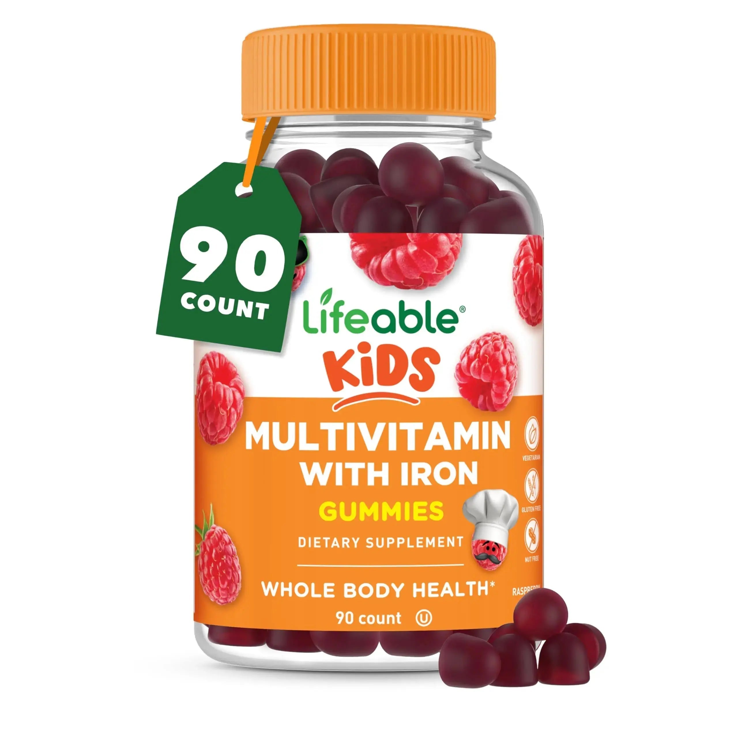 Lifeable Kids Multivitamin with Iron Gummies | Great Tasting Vitamins for Kids | Vegetarian Non-GMO Childrens Multivitamin | 90 Gummies Lifeable Au supplements