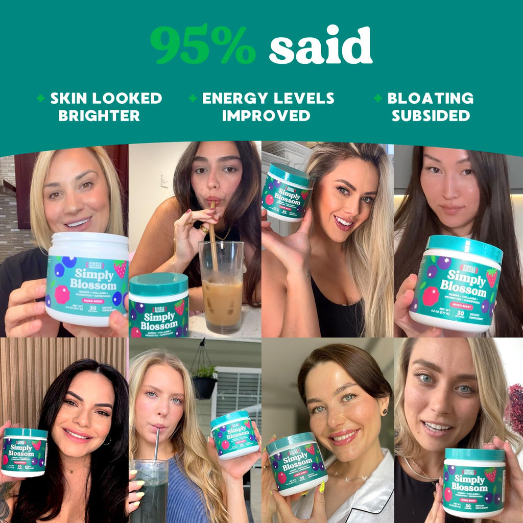 Simply Blossom Nutrition - Daily Greens & Superfood Powder + Collagen + Probiotics for Women's Digestive Health & Bloating Relief. Help Your Health Bloom - 2 Month Supply Simply Nature's Pledge Au supplements