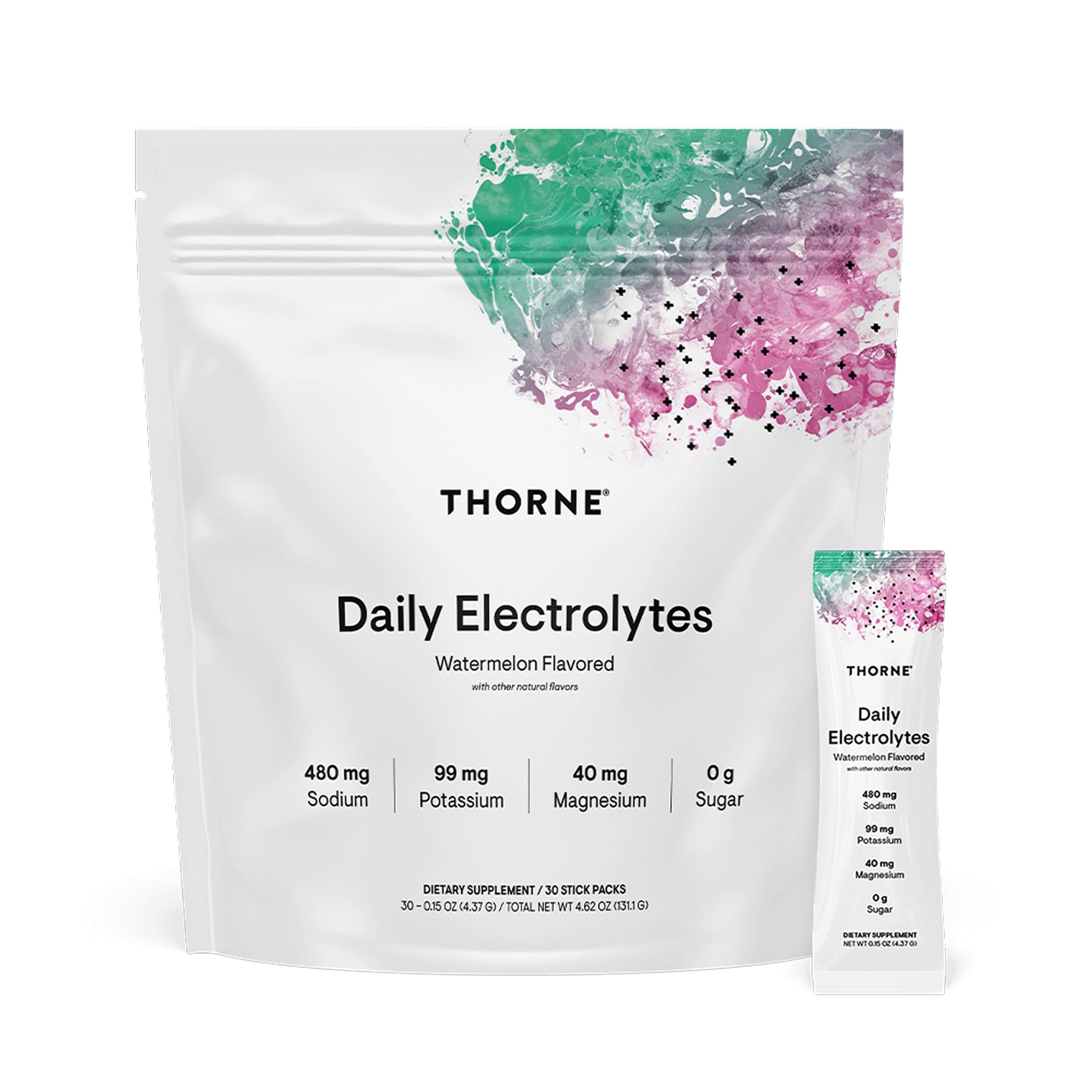 THORNE - Daily Electrolytes - Zero Sugar & Low-Calorie Electrolyte Powder Drink Mix - Flavors Derived from Natural Sources - NSF Certified for Sport - Watermelon - 30 Stick Packs THORNE Au supplements
