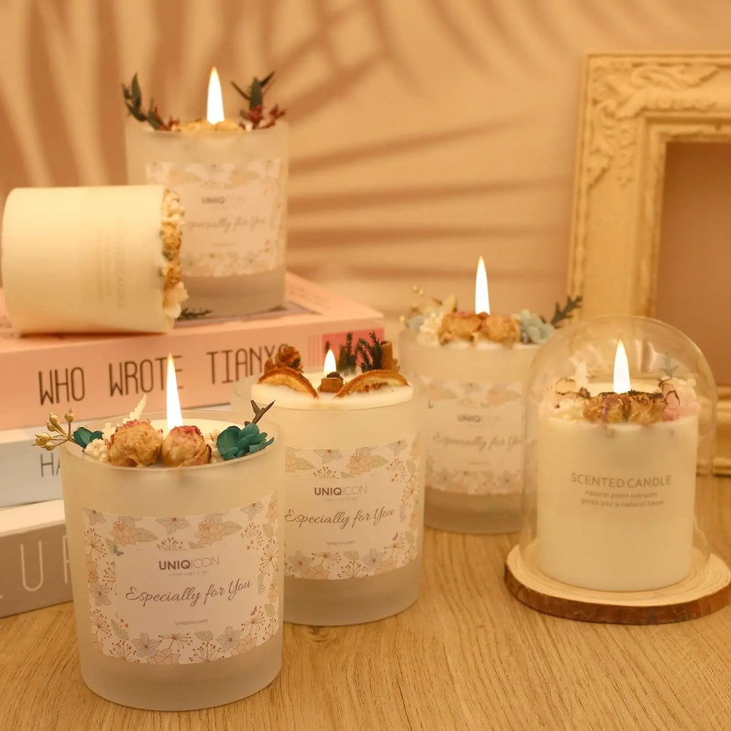 Natural Soy Scented Pillar Candles with Glass, Classic 10 oz Luxury Non Toxic White Bathroom Candle uniqicon Au supplements
