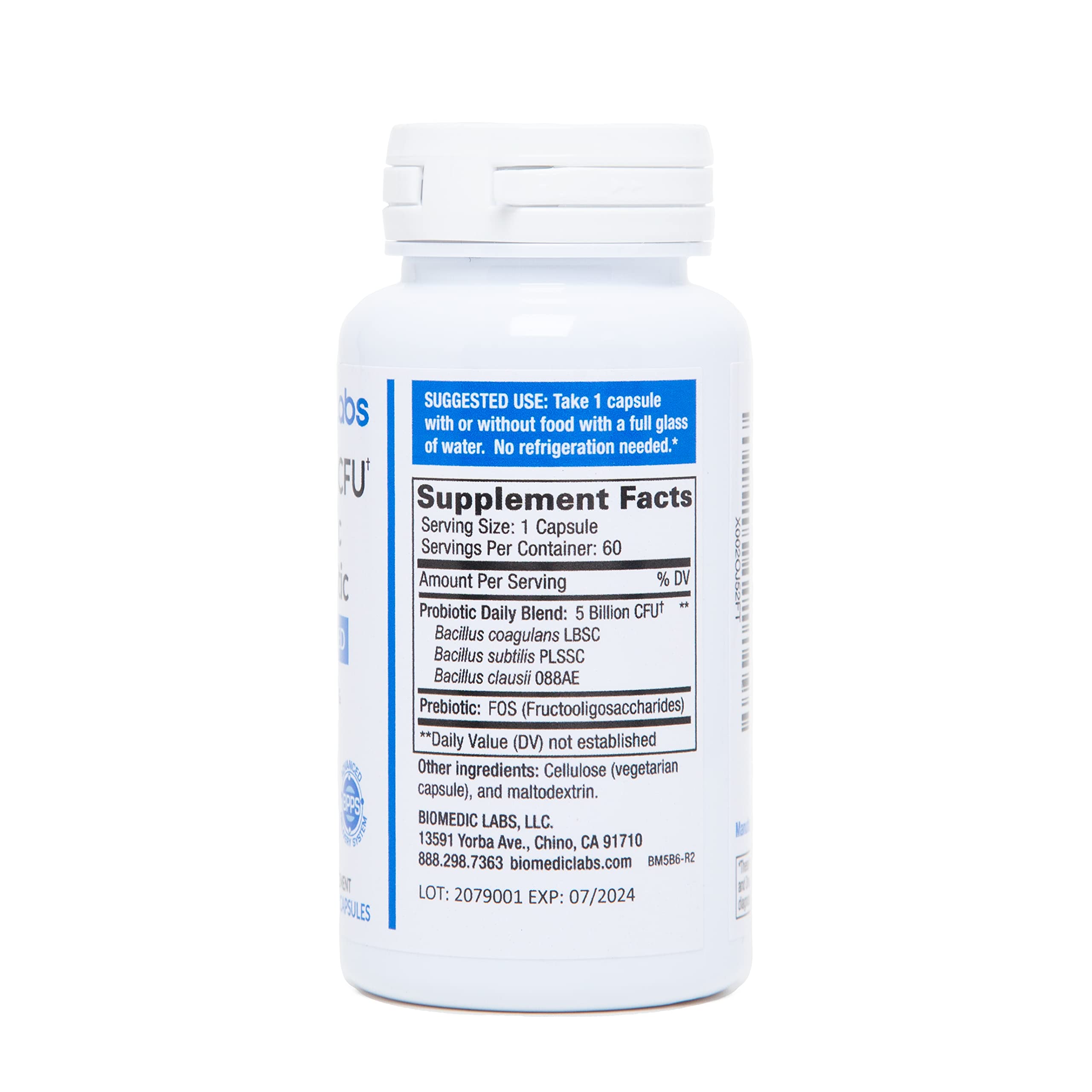 Probiotic Rx: 5 Billion CFU – Probiotic + Prebiotic - Spore-Based – 60-Day Supply - SBO - Supports Immune & Gut Health - Soil-Based Organisms - No Refrigeration Required