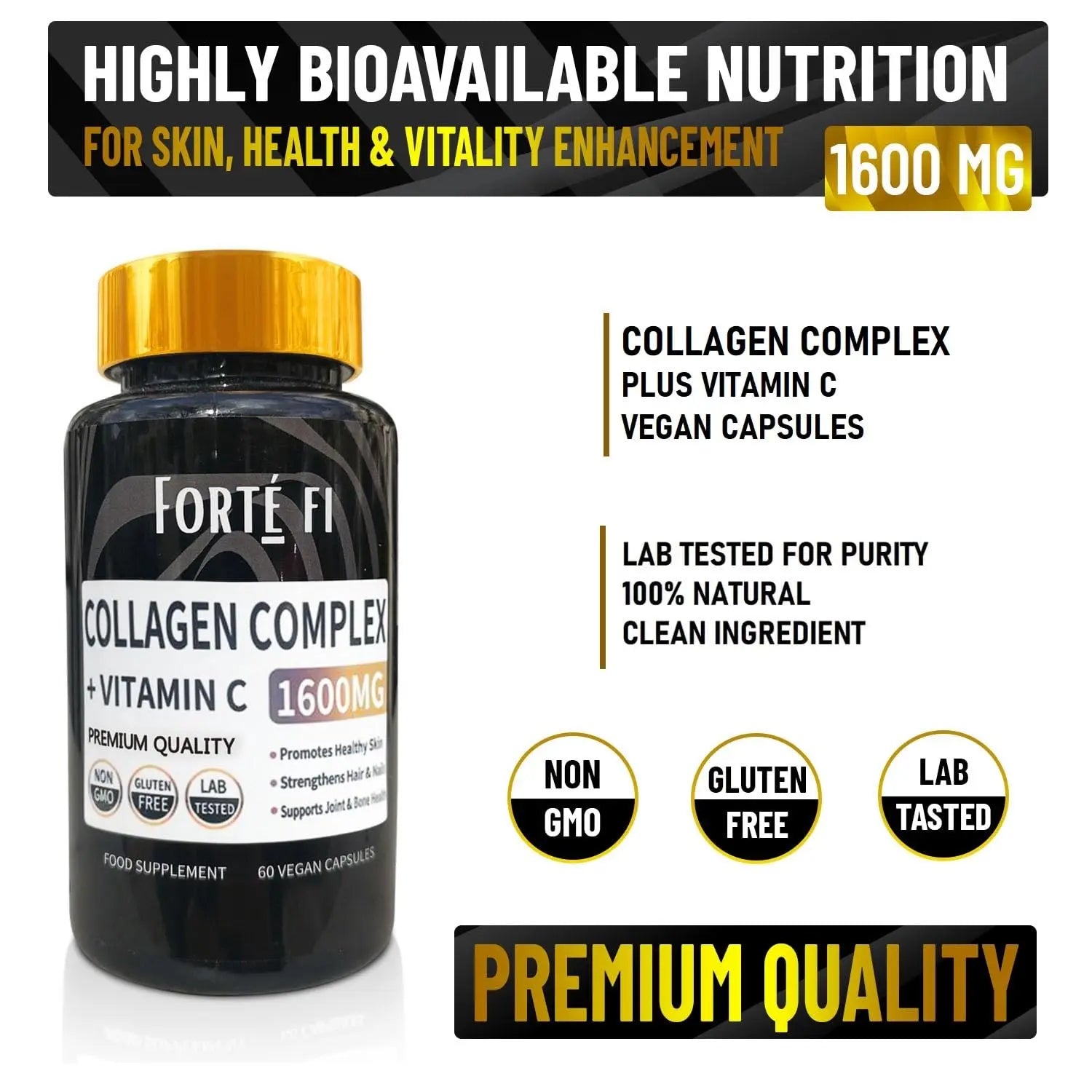 Pure Collagen with Vitamin C - Collagen Supplements for Women & Men - Use with Multivitamin Tablets Generic Au supplements
