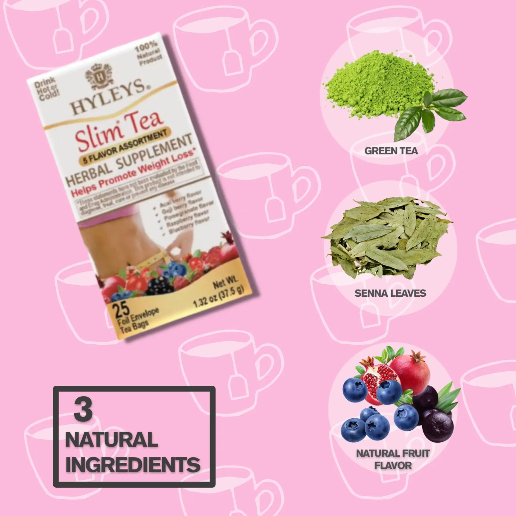 Hyleys Slim Tea 5 Flavor Assortment - Weight Loss Herbal Supplement Cleanse Hyleys Tea Au supplements