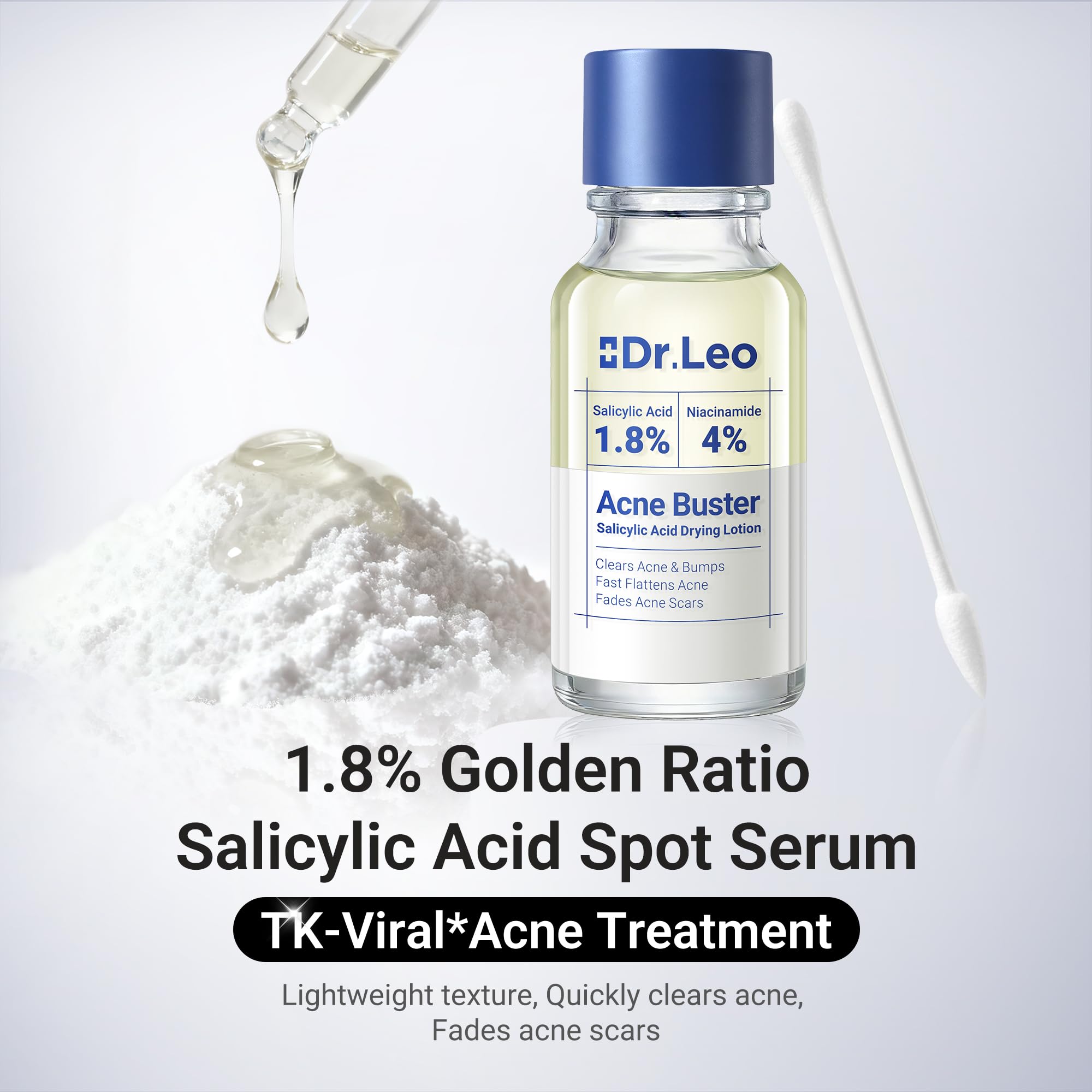 Dr.Leo 1.8% Salicylic Acid Spot Serum, Acne Treatment for Acne-Prone Sensitive Skin | Niacinamide, Fast Pimple Relief, Fades Acne Marks