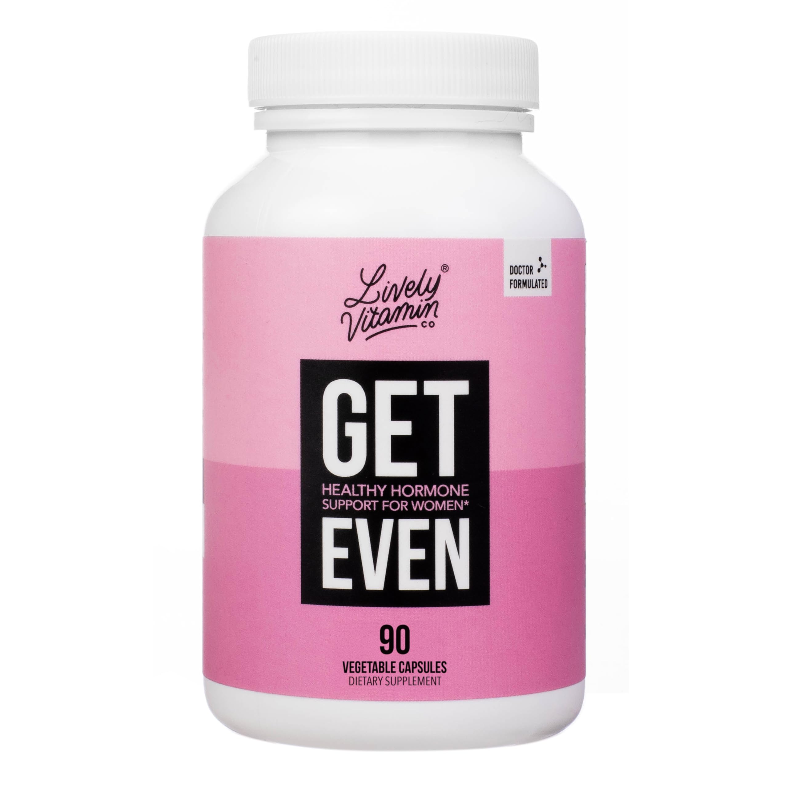 LIVELY VITAMIN CO. Get Even - Women's Hormonal Balance Blend - Helps Reduce Severity of Periods, PMS & Menopause - Eases Cramps & Bloating - Mood Regulation - Period Pain & Discomfort - 90 Count LIVELY VITAMIN CO Au supplements