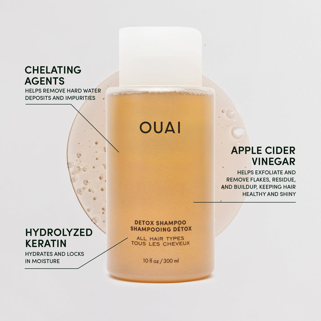 OUAI Detox Shampoo + Refill - Clarifying Shampoo for Build Up, Oil, Product & Hard Water - Apple Cider Vinegar & Keratin for Clean, Refreshed Hair - Sulfate Free Hair Care (2 Count, 10 Oz/32 Oz) OUAI Au supplements